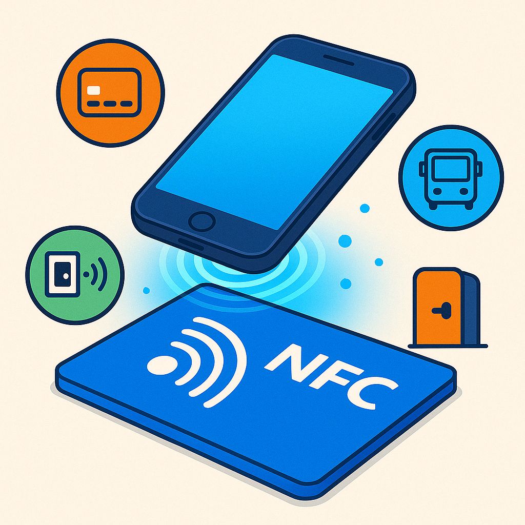 Phone tapping an NFC-enabled surface